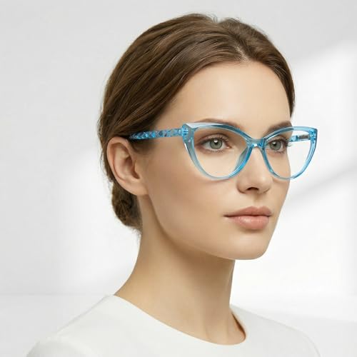 Image of Blue Light Blocking Cat Eye Glasses for Women Transparent Frame Anti UV Protection Zero Power Computer Glasses Lightweight Optical Frame