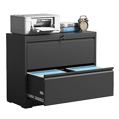Lateral File Cabinet 2-Drawer, Metal Office Storage