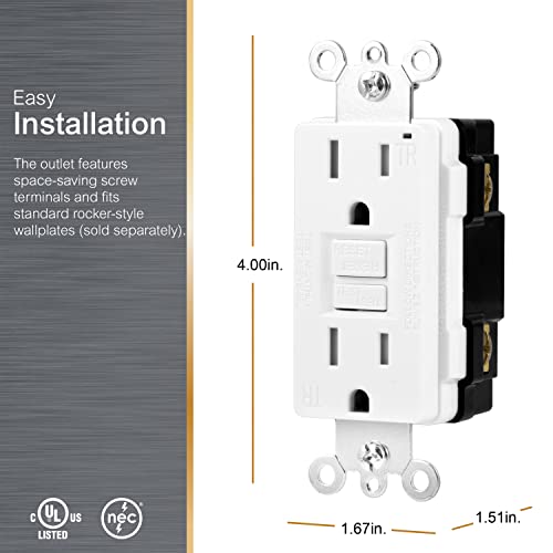 Ge Home Electrical 15A Gfci Receptacle, Tamper Resistant, Ul Listed, 120V, Self-Test, Led Indicator, Nec Compliant White, Wall Plate Not Included, 32075 #TOP2