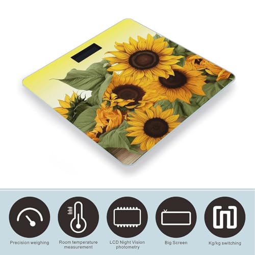 Báscula digital para baño con diseño floral 26x26 cm miniatura 3