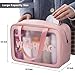 DAPOWER Travel Toiletry Bag for Women, Matte Translucent Toiletry Bag with Handy Handle, Makeup Cosmetic Organizer Bag for Travel Toiletries Accessories (Pink)