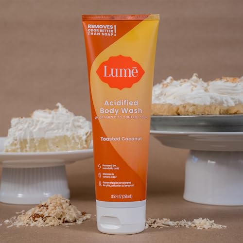 Image of Lume Acidified Body Wash - 24 Hour Odor Control - Removes Odor Better than Soap - Moisturizing Formula - Formulated Without SLS or Parabens - OB /GYN Developed - 8.5 ounce (Pack of 2) (Toasted Coconut)