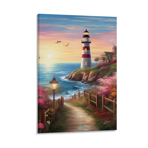 Peinture sur toile phare côtier pour une ambiance marine apaisante