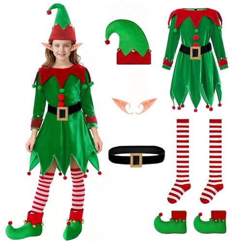 Disfraz de Elfo Navideño para Niñas Kit 6 Piezas miniatura 1