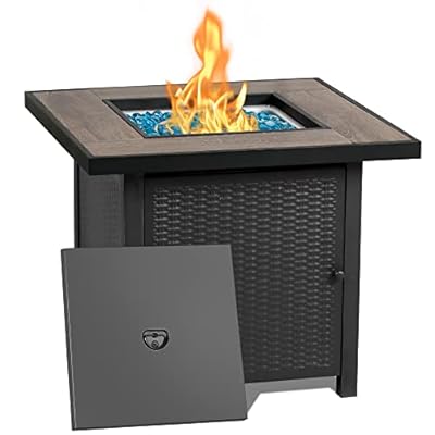 BALI OUTDOORS Gas Fit Propane Firepits Table, 30 Inch Gas Fire Pits Outdoors, Square Fire Table w/Fire Glass, 50,000 BTU