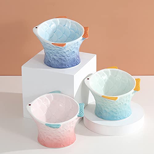 Raised Tilted Ceramic Cat Bowl - Cute Elevated Slanted Shallow Angled Cat Dish - Personalized Pet Feeder For Food Feeding - Ergonomic Anti Vomiting Whisker Fatigue - Size For Cat And Small Dog #TOP5