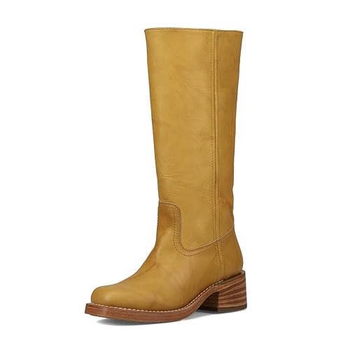 Frye Campus 14L Iconic Tall Boots for Women Crafted from Signature Montana Leather with Genuine Stitch Welt Construction and Stacked Leather Heel - 6.5 - Banana - Montana Leather