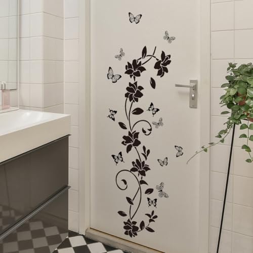 Vinilo decorativo pared flores negra 30x90 cm miniatura 6
