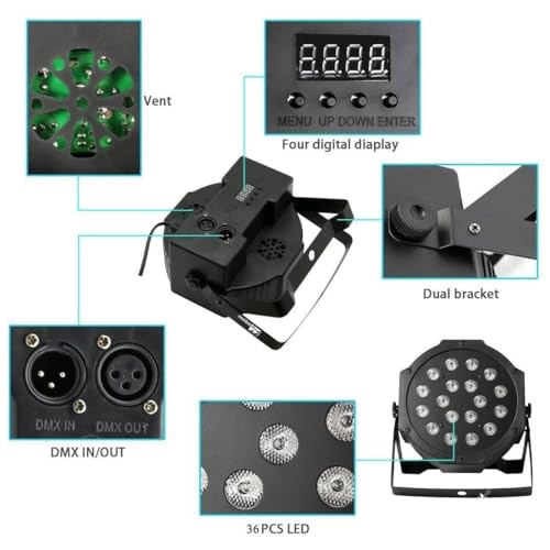 Image of LED PAR DJ Lights 7-Channel Jump Change Mode | Ideal for Wedding Parties | Events | DJ Stage | DJ Light | Home DJ Lights | Stage DJ Lighting | (36LED-DJ-Light)