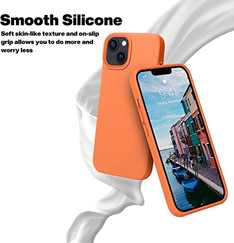 Image of MIDOS Back Cover Compatable with iPhone 13 Liquid Silicone Case Full Protection Shock Proof Back Cover for iPhone 13 (Orange)