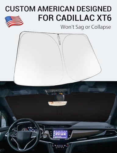 Image of Proadsy Windshield Sun Shade for Cadillac XT6 2020-2025 2026 Foldable Front Sunshade Protector Sun Visor Blocks UV Rays Keep Car Cooler