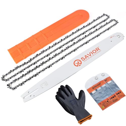 Savior 20 Inch Chainsaw Bar and Chain Combo, 3/8' Pitch .050' Gauge 72 Drive Links for 455 Rancher 460 Rancher Poulan PP5020AV PR5020, Replace for 200SFHK095, 584818, 584271