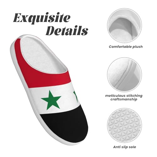 Cozy Flag of the Syrian Arab Republic print Slippers Indoor and Outdoor Fuzzy House Shoes Anti-Skid Sole Gifts for Women Indoor Scuff4