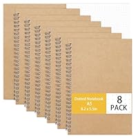 Yoosso Notizblock A5 Dotted, 8 Stück Notizbuch Spirale Notizblock Kraft Cover für Arbeit Schreiben Notizen Lernen (50 Blatt/100 Seiten)