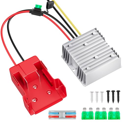 18V to 12V Step-Down Converter for Milwaukee M18 Battery DC 12V 20A 240W Buck Converter Battery Adapter with 30A Fuse and Over-Discharge Protection