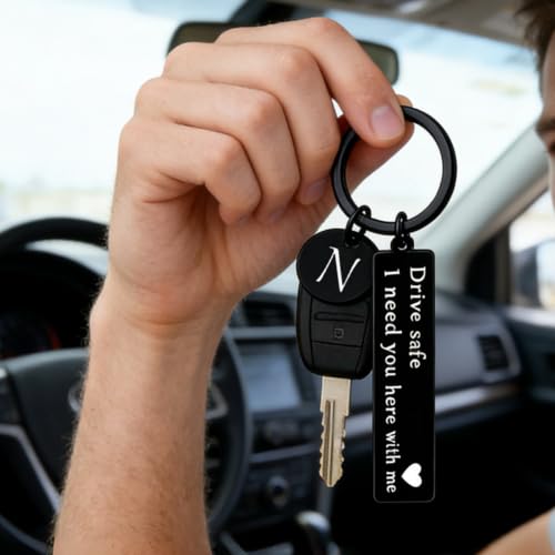Image of drive safe keychain for him key rings for her men boyfriend