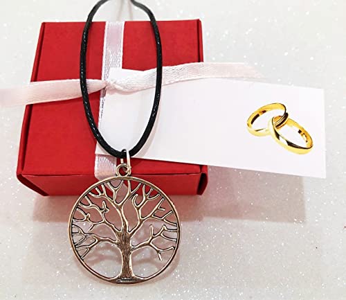 Detalles, Recuerdos y Regalos de Boda Para Invitados Originales Mujer - PACK 24 Colgantes Árbol de la Vida - ¡Regala Suerte, Sorprenderéis!