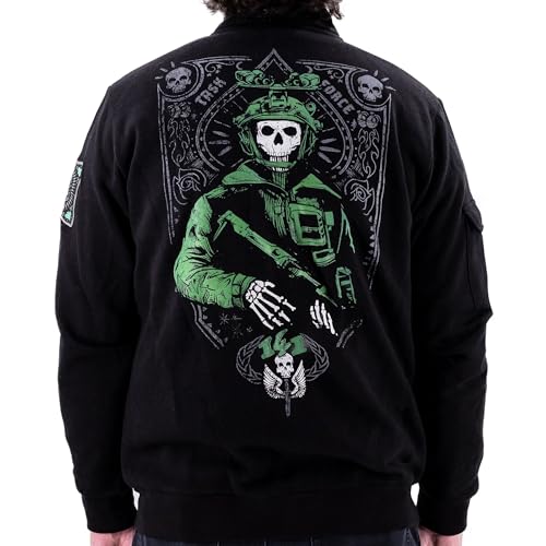 Ripple Junction Call of Duty Men's Military Cargo Full Zip Jacket Ghost Task Force 141 Embroidery Patches Officially Licensed2