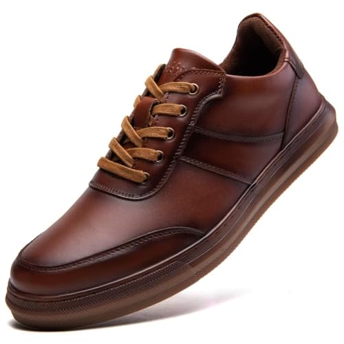 Image of Arkbird Casual Sneakers, Originals Oxford Lace-up Leather Shoes for Men Brown 9.5