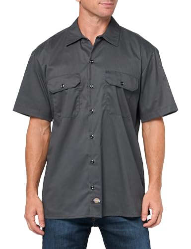 Dickies Flex Relaxed Fit Short Sleeve Work Shirt, Charcoal, XL