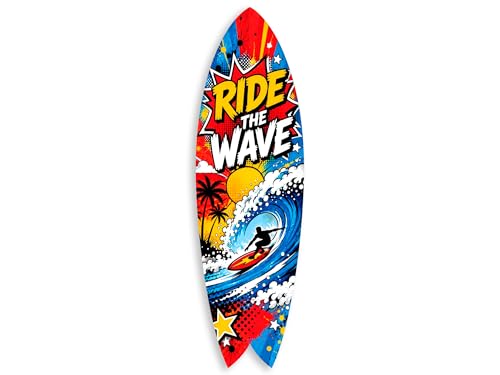 Planche Surf Déco Ride The Wave impression HD sur aluminium Dibond 100x30cm