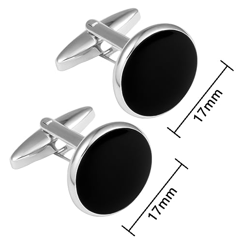 Dannyshi Cufflinks for Men Classic Wedding Business Shirt Cuff Links Set Gifts with Box (Black-01) by Dannyshi - Used condition - Image 2