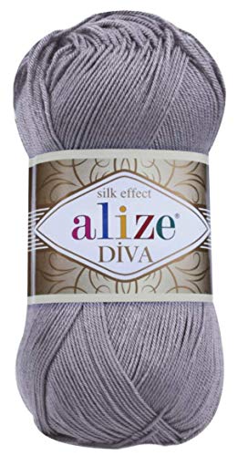 Image of Alize Diva Silky Effect 100% Microfiber Acrylic Yarn 1 Ball skeins 100gr 383yds Color (348 - Smoky)