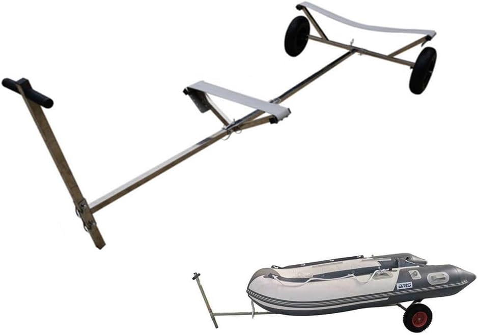 Boat Trailer Dolly, Stainless Steel Boat Launching Dolly for Inflatable, 600lbs Load Capacity, 15'' Pneumatic Tires & Nonslip Support Bracket, for Moving Kayak Motorboat Fishing Boat