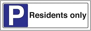 VSafety Residents Only Parking Sign - Landscape - 300mm x 100mm - Self Adhesive Vinyl