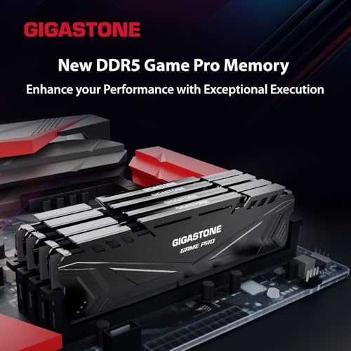 Image of 【DDR5 RAM】 GIGASTONE Game PRO 128GB Kit (4x32GB) DDR5 6400MHz PC5-51200 CL40-40-40-84 Intel XMP 3.0 AMD Expo 1.35v UDIMM 288 Pin Unbuffered Non ECC High Performance Gaming Desktop Memory - Black
