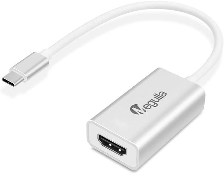 USB 3.1 Type-C to HDMI Adapter, Megulla USB-C/Thunderbolt 3 to HDMI Adapter, Support 4k/60Hz, for New MacBook, 2017 MacBook Pro, iMac and More –Silver, Aluminum