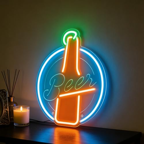 Image of Beer Decor Neon Sign,Bar Light up Sign,Decorations for Home,Bar Cart Decor,Signs For Home Wall Decor,Light up Store Sign,Beer Shop Supplies and Accessories