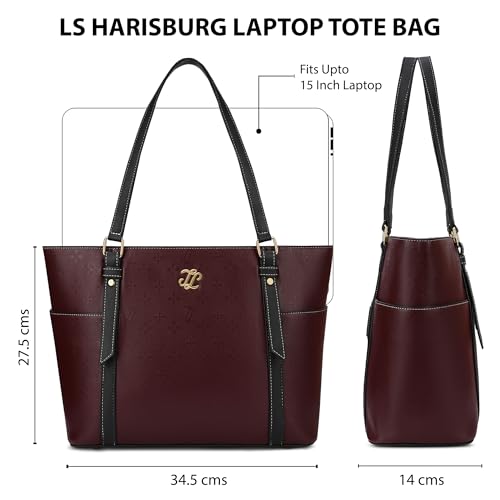 Image of Lavie Signature Women's Harisburg Monogram Tote Laptop Bag | Tote Laptop Bag for Work | Ladies Purse | Stylish Shoulder Bag | Gift for Women