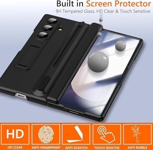 Image of amazon basics Carbon Series Elite Case for Samsung Galaxy Z Fold 6 - Ultra-Thin Aramid Fiber Texture, Built-in S Pen Slider & Hands-Free Stand, Matte Black