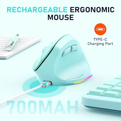 Image of MEETION Ergonomic Wireless Vertical Mouse, Rechargeable, Green