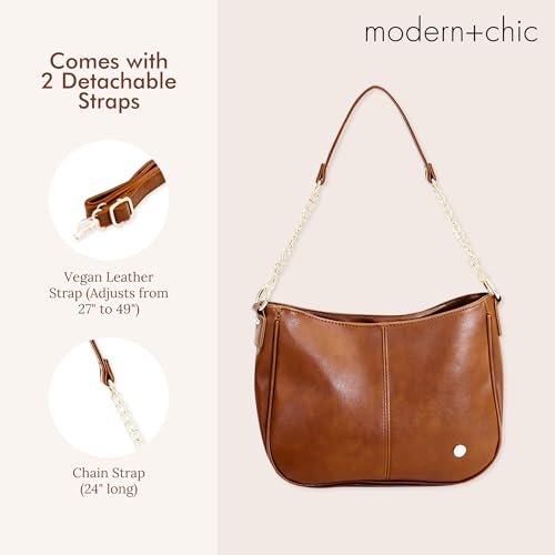 Modern+Chic Crossbody Bags for Women - Marissa Saddle Crossbody, Vegan Leather Shoulder or Handbag with Two Adjustable Straps4