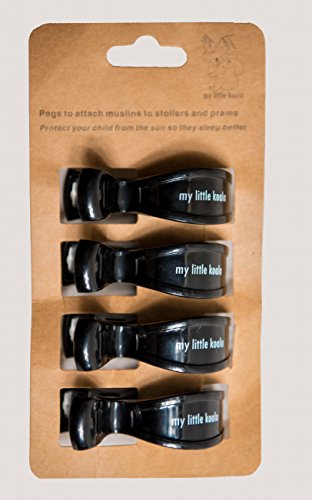 Clip Fermaglio Molletta per Passeggino per fissare coperte mussole grembiule per allattamento capottine parasole - Nero - Quattro in ogni confezione (nero)