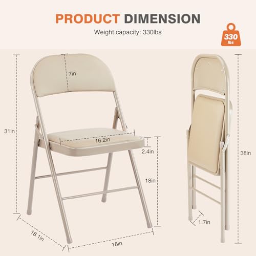 image for Sweetcrispy Folding Chair 16 Pack, Leather Padded Folding Chairs, Stur