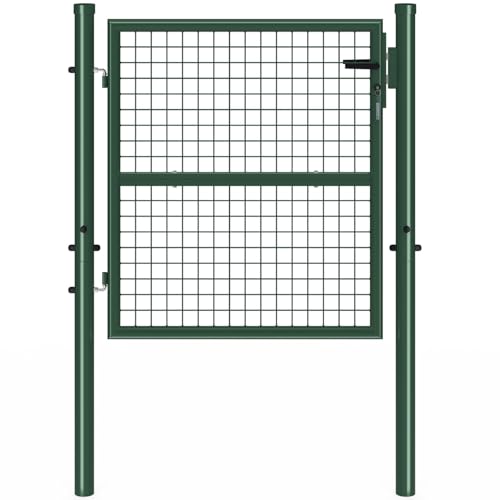 IDMarket - Portillon de jardin 105 x 100 cm en acier avec serrure et poignée vert