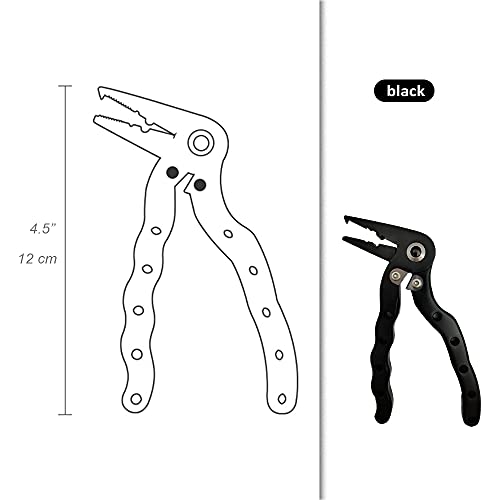Crazy Shark Aluminium Mini Fishing Pliers, Stainless Steel Hook Remover Fishing Tools, Saltwater Resistant Fishing Gear, Spilt Ring Pliers, Tungsten Carbide Cutters, Braid Line Cutters #TOP1