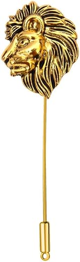 Mahi Gold Plated Vintage Lion-Shaped Wedding Brooch/Lapel Pin for Mens (BP1101152G)