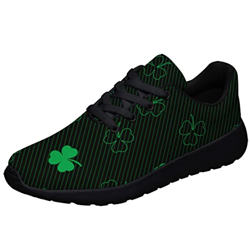 Sonzj-II Men Women St Patricks Day Shoes Fashion Running Sneakers Breathable Casual Sport Tennis Shoes Gift for Friends Black Size 7