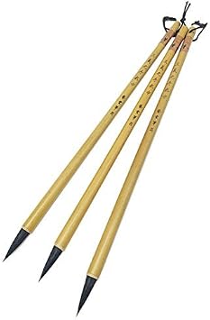 Easyou Professional Chinese Calligraphy Brush for Small or Medium Character in Regular or Seal Script Lanting Xu Transcription Sumi Drawing Brush 3pcs/Pack