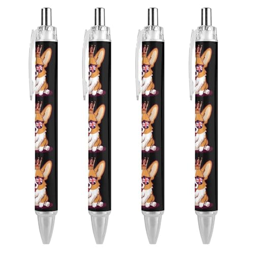 Bolígrafo retráctil portátil de tinta azul Corgi para oficina, pack de 4 unidades