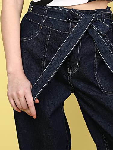Image of JUNEBERRY Cotton Comfort Fit Ankle Length Navy Denim for Women (JJE0123NYRGMC008)