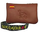 cazador perros barranco 🇪🇸 Monedero hecho artesanalmente: Elaborado en España con piel auténtica y bordado de bandera de España.