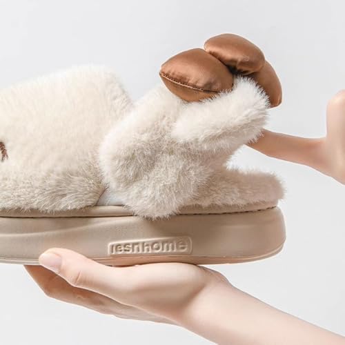 Premium Comfort Cute Kitty Cat Bow Women's Fuzzy House Slippers Indoor Soft Warm Kawaii Shoes Memory Foam Sole2