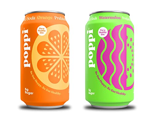 Poppi Sparkling Prebiotic Soda, Bulk 24-Pack, Orange & Watermelon, Beverages Made With Apple Cider Vinegar W/Gut Health & Immunity Benefits, Low Calorie & Low Sugar Drinks, 12Oz (24 Pack) #TOP10