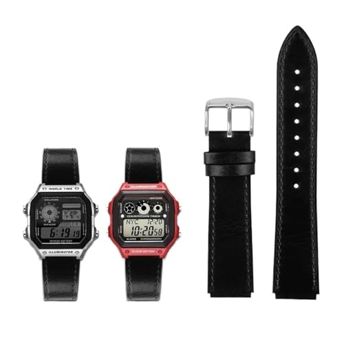 Bracelet montre 18mm cuir véritable Vantor compatible AE-1200WH AQ-S810W