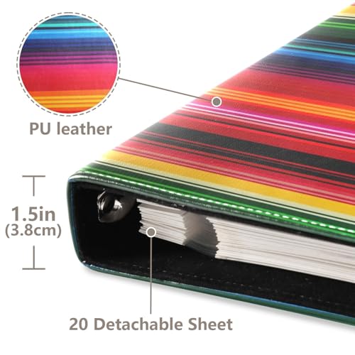 Álbum de Fotos Self Adhesive DIY Scrapbook con Rayas Coloridas Estilo Manta Mexicana, Encuadernado de 3 Anillos, 40 Páginas, 8x10 para Memorias miniatura 4